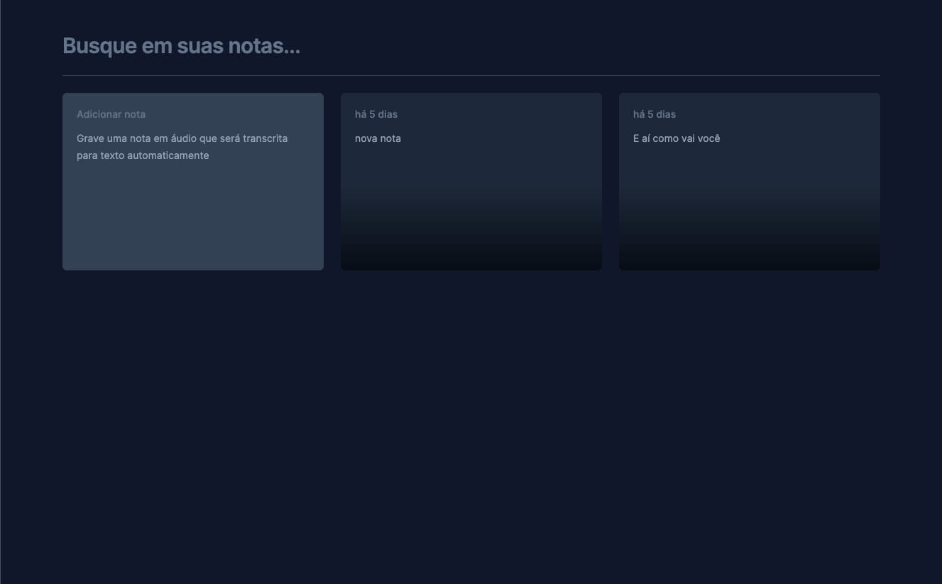 Captura de tela do projeto audio-notes